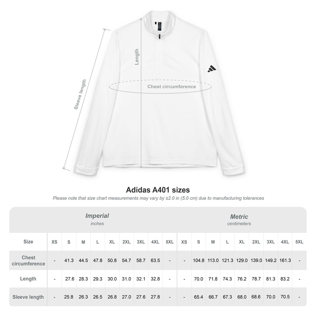 Embroidered Quarter-Zip Pullover — White Adidas® Athletic Top with Small Crest CP AWARENESS