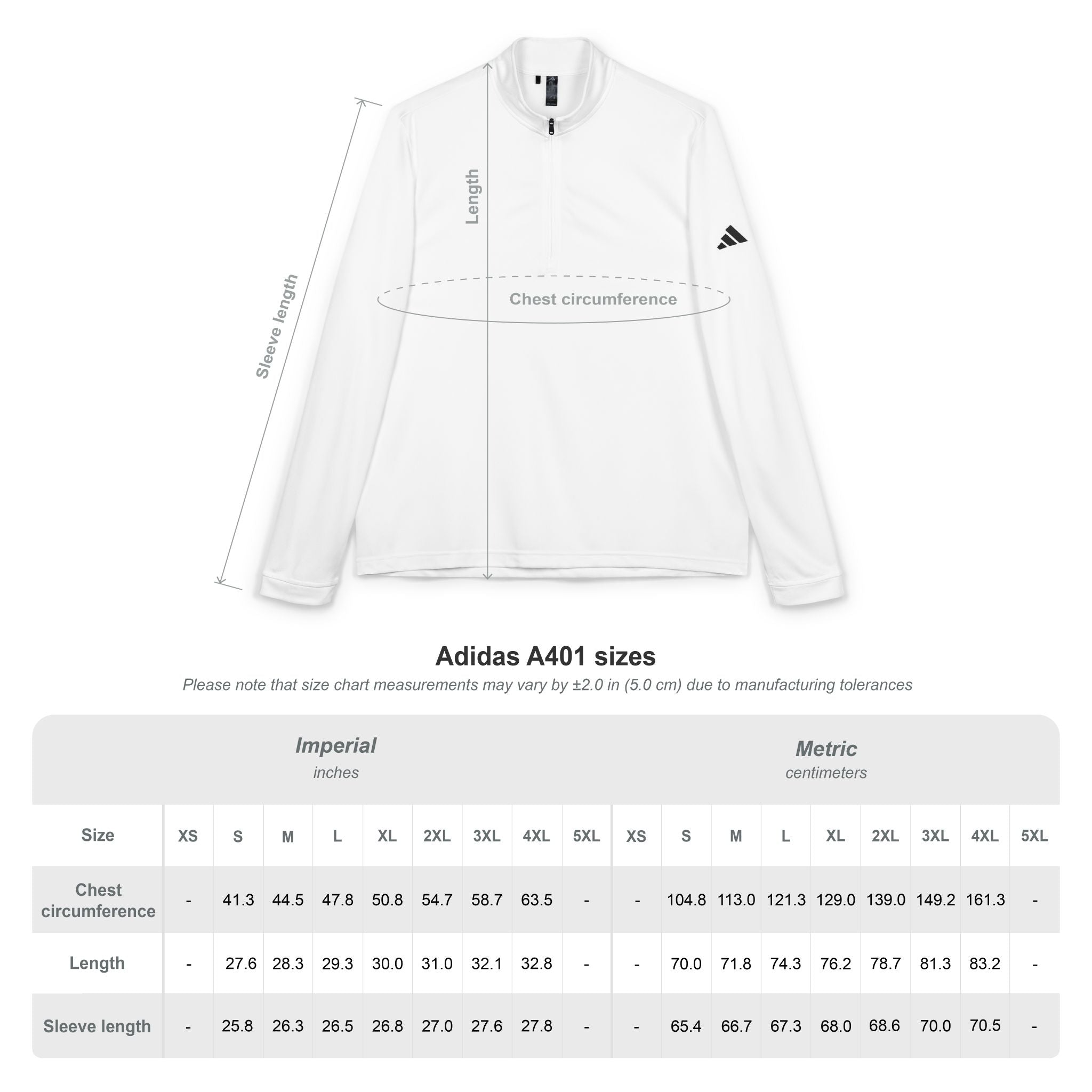 Embroidered Quarter-Zip Pullover — White Adidas® Athletic Top with Small Crest CP AWARENESS