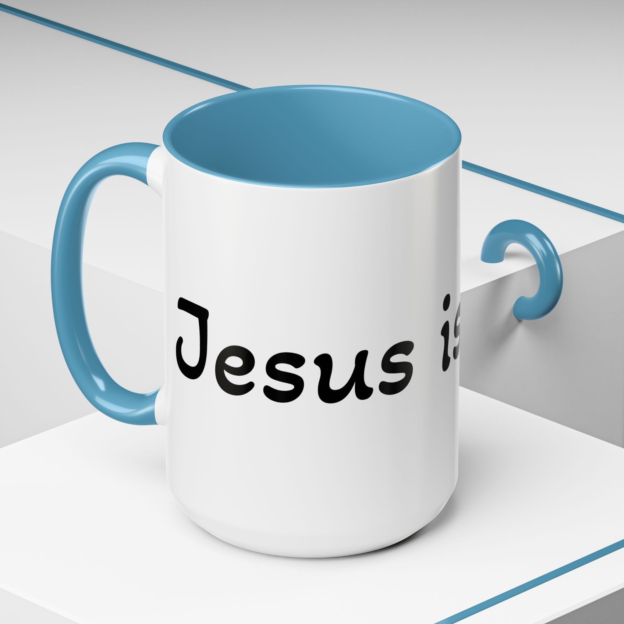 Accent Coffee Mug – 'Jesus is King' Inspirational Ceramic Mug (11/15oz)