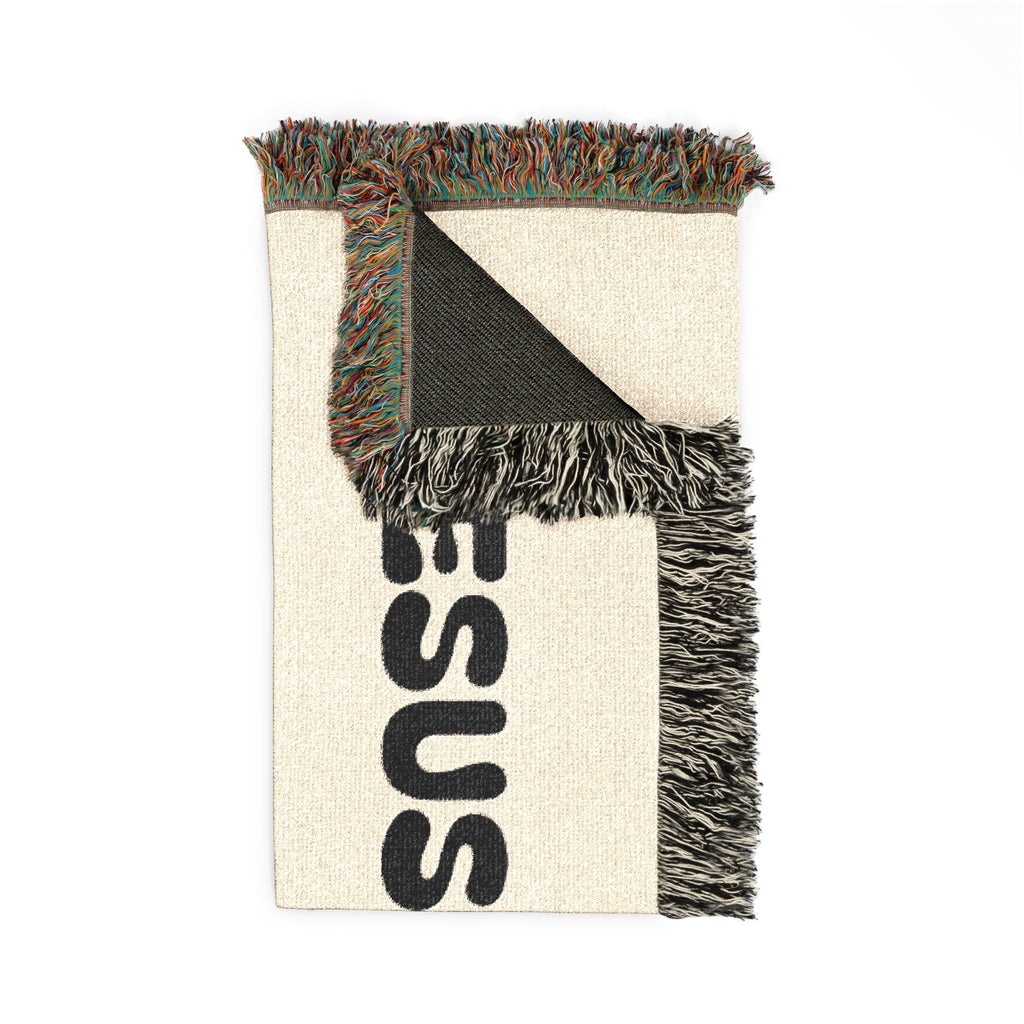 Jesus Is King Woven Blanket – Faith-Inspired Fringe Throw
