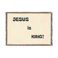 Jesus Is King Woven Blanket – Faith-Inspired Fringe Throw