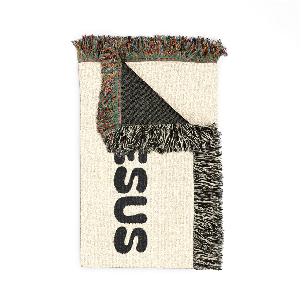 Jesus Is King Woven Blanket – Faith-Inspired Fringe Throw
