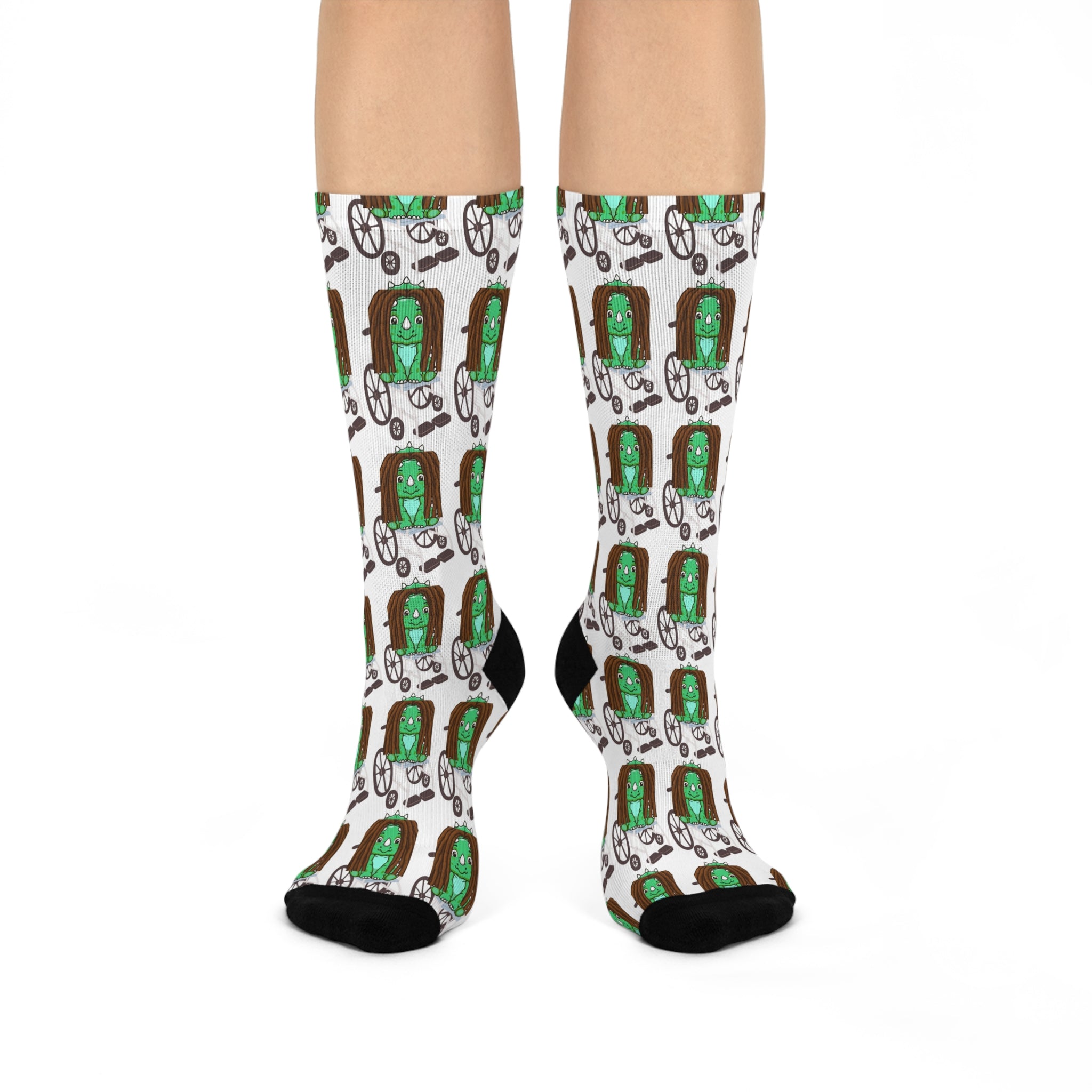 Green Door Monster Crew Socks — Cute Cartoon Patterned Cushioned Socks CEREBRAL PALSY AWARNESS