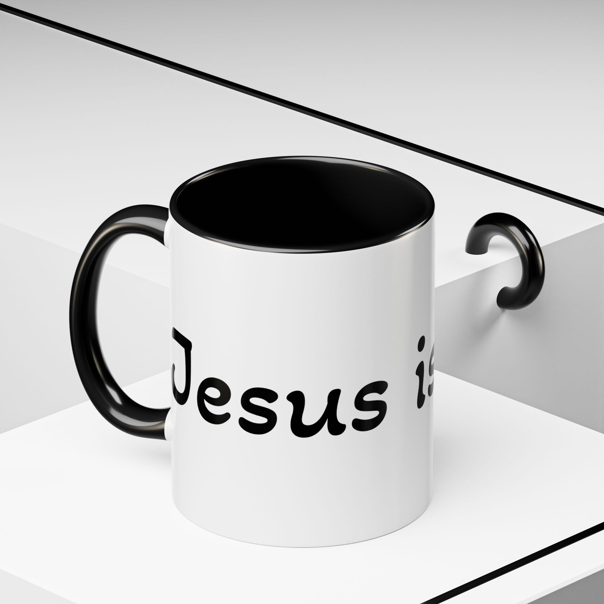Accent Coffee Mug – 'Jesus is King' Inspirational Ceramic Mug (11/15oz)