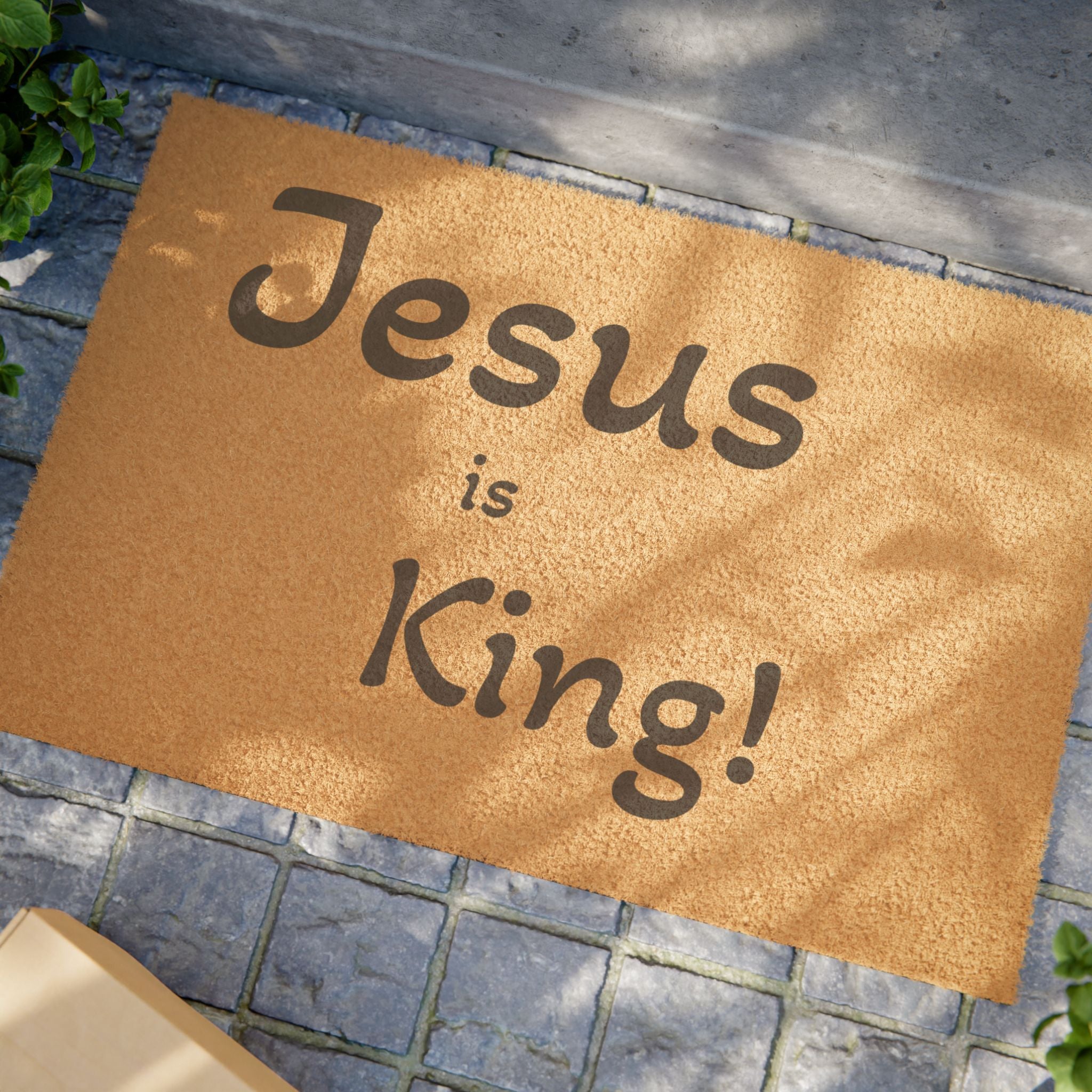 Jesus Is King Doormat - Faith Welcome Coir Mat for Christian Home