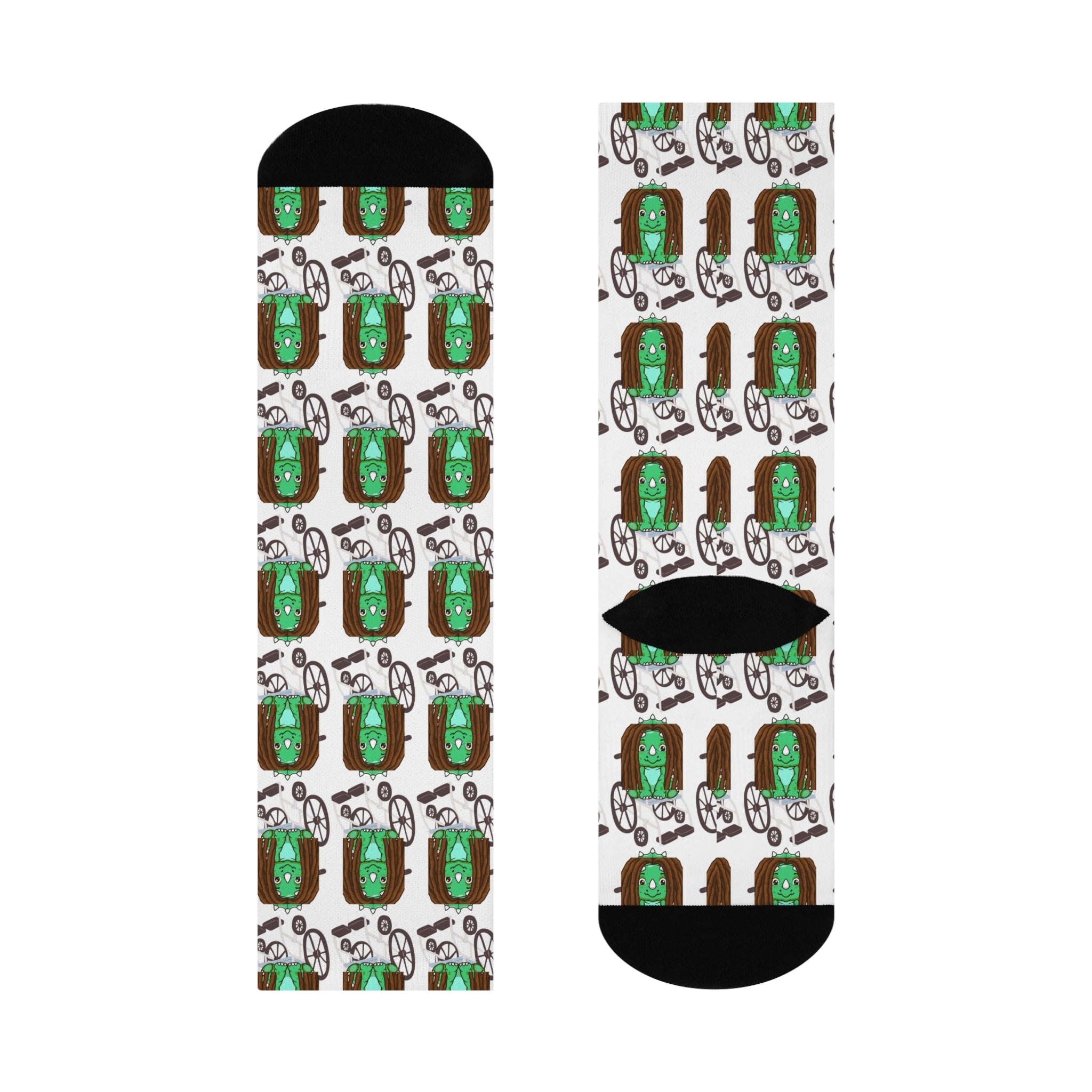 Green Door Monster Crew Socks — Cute Cartoon Patterned Cushioned Socks CEREBRAL PALSY AWARNESS