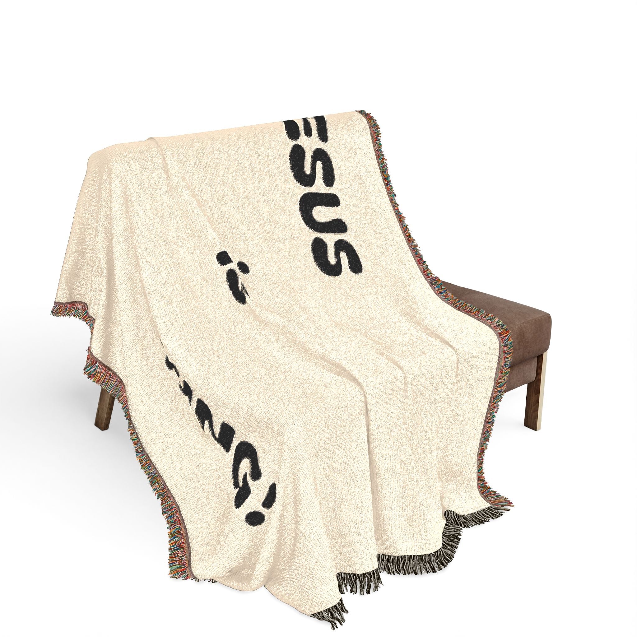 Jesus Is King Woven Blanket – Faith-Inspired Fringe Throw