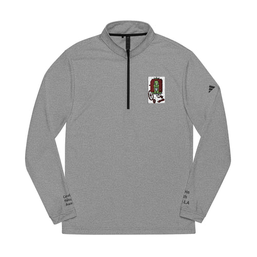 Embroidered Quarter-Zip Pullover — White Adidas® Athletic Top with Small Crest CP AWARENESS