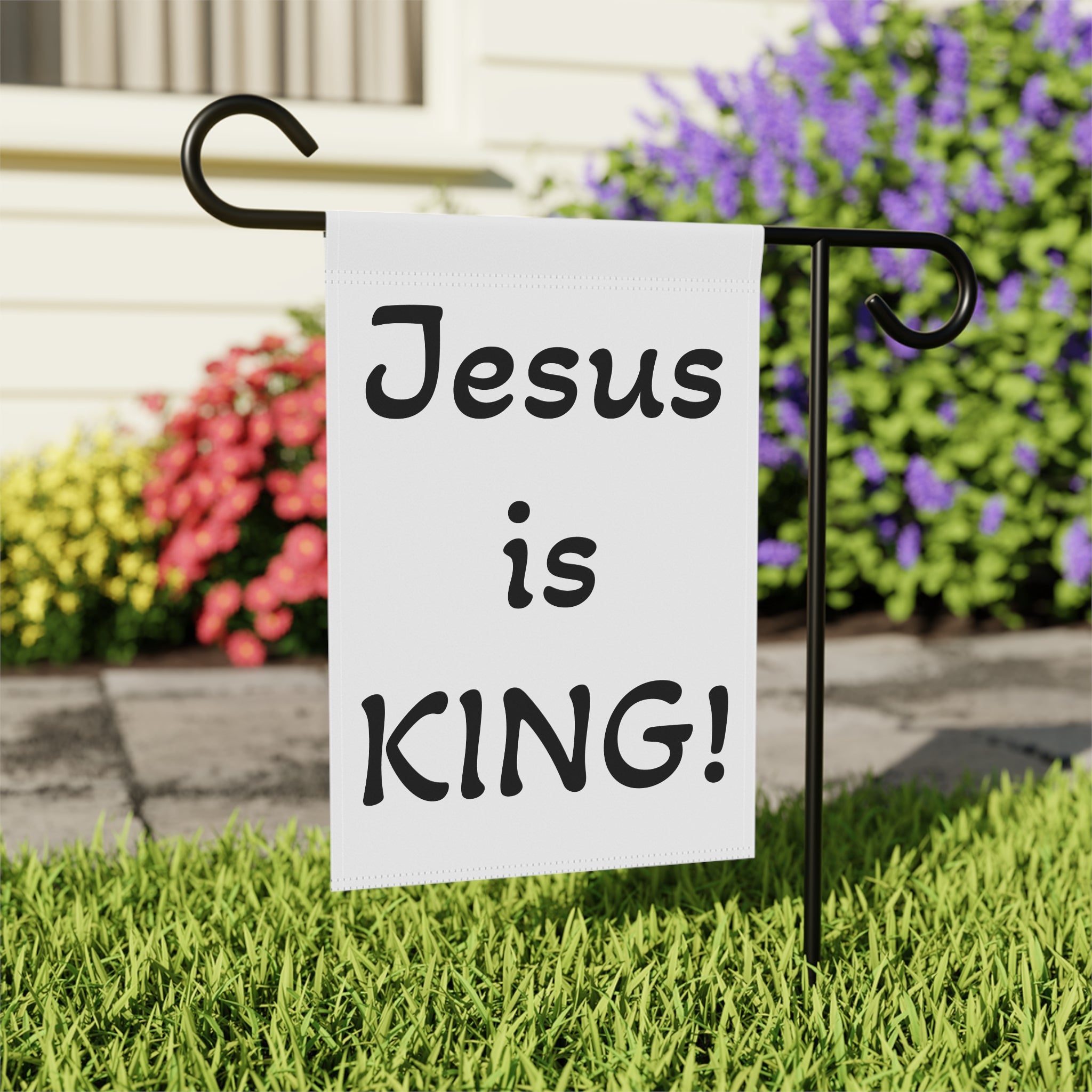 Jesus Is King Garden Flag — Outdoor Christian Welcome Banner