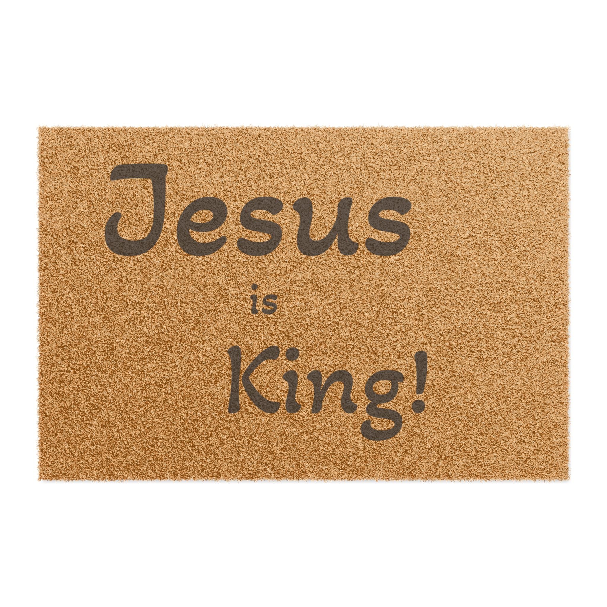 Jesus Is King Doormat - Faith Welcome Coir Mat for Christian Home
