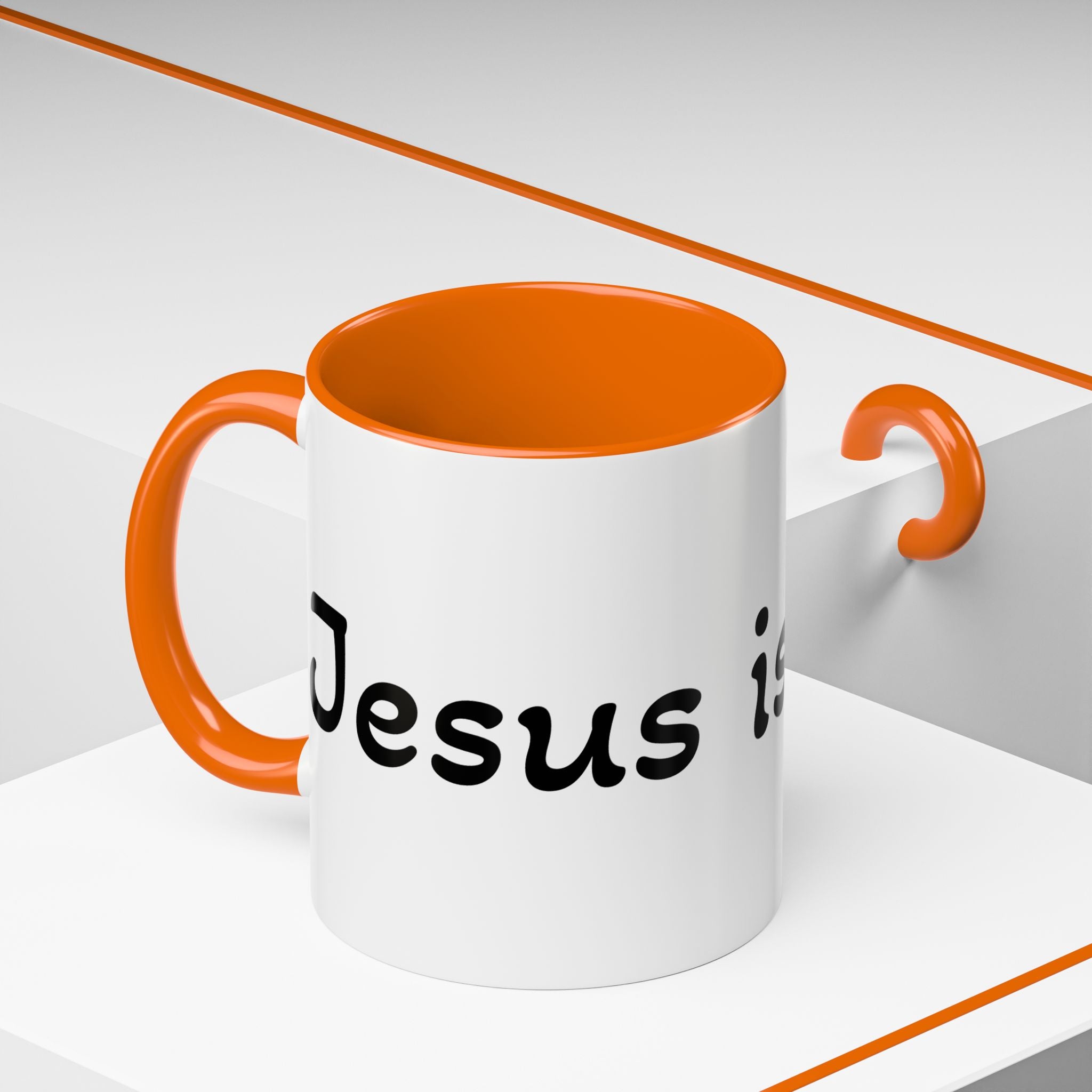 Accent Coffee Mug – 'Jesus is King' Inspirational Ceramic Mug (11/15oz)