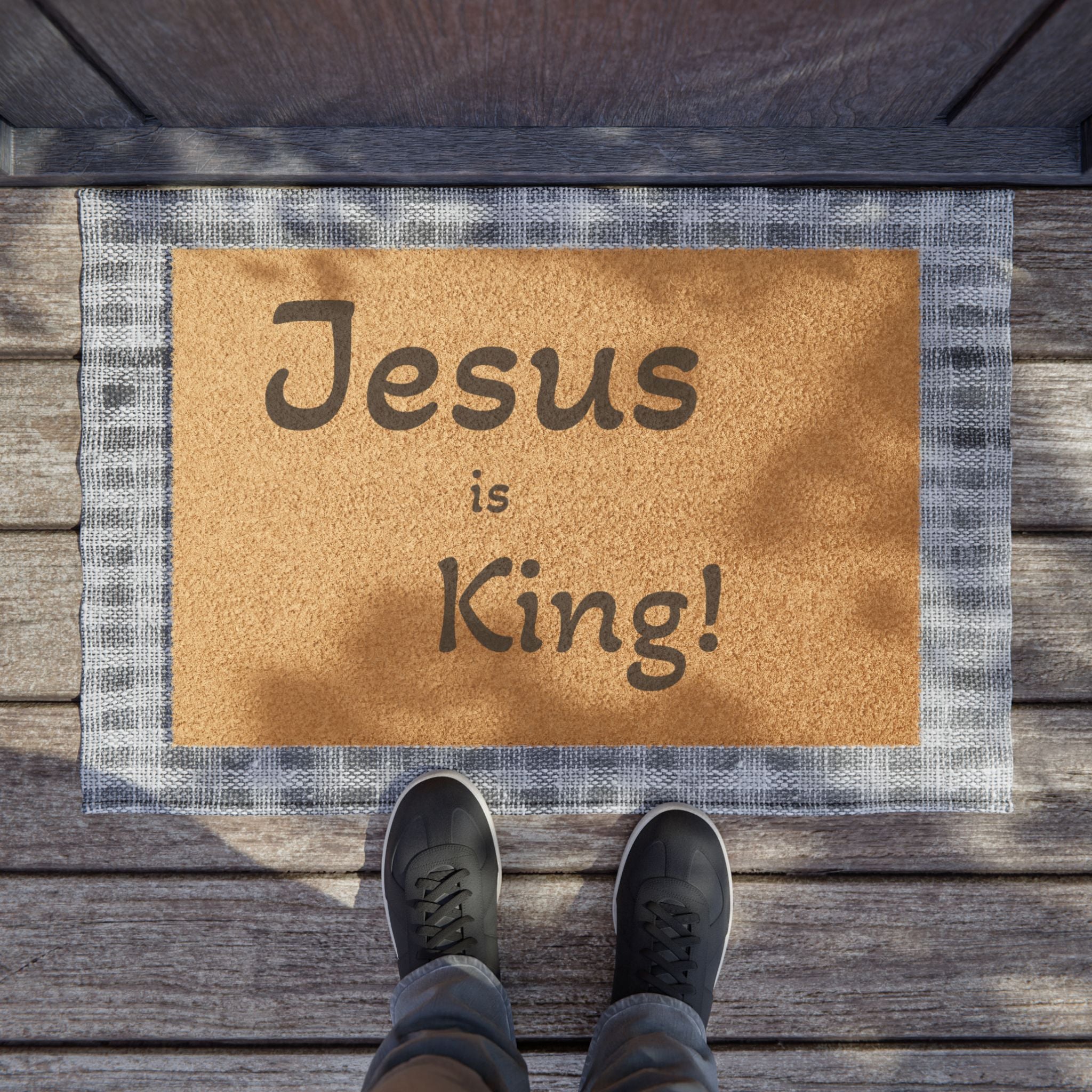 Jesus Is King Doormat - Faith Welcome Coir Mat for Christian Home