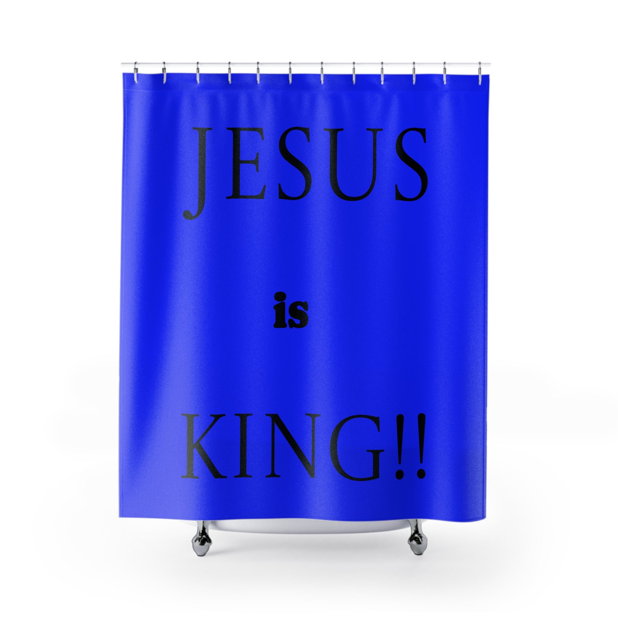 Jesus Is King Blue Shower Curtain – Christian Faith Bathroom Décor