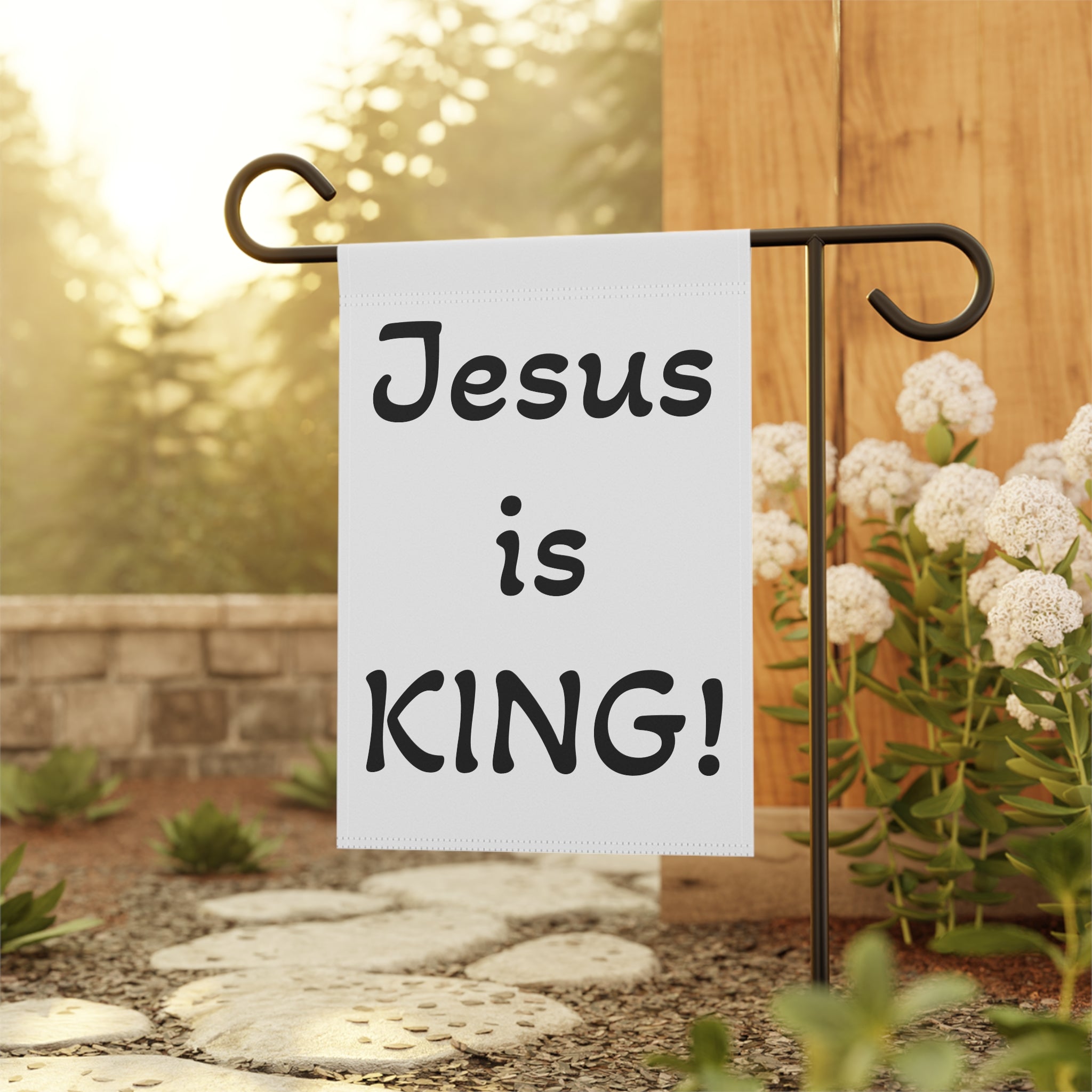 Jesus Is King Garden Flag — Outdoor Christian Welcome Banner