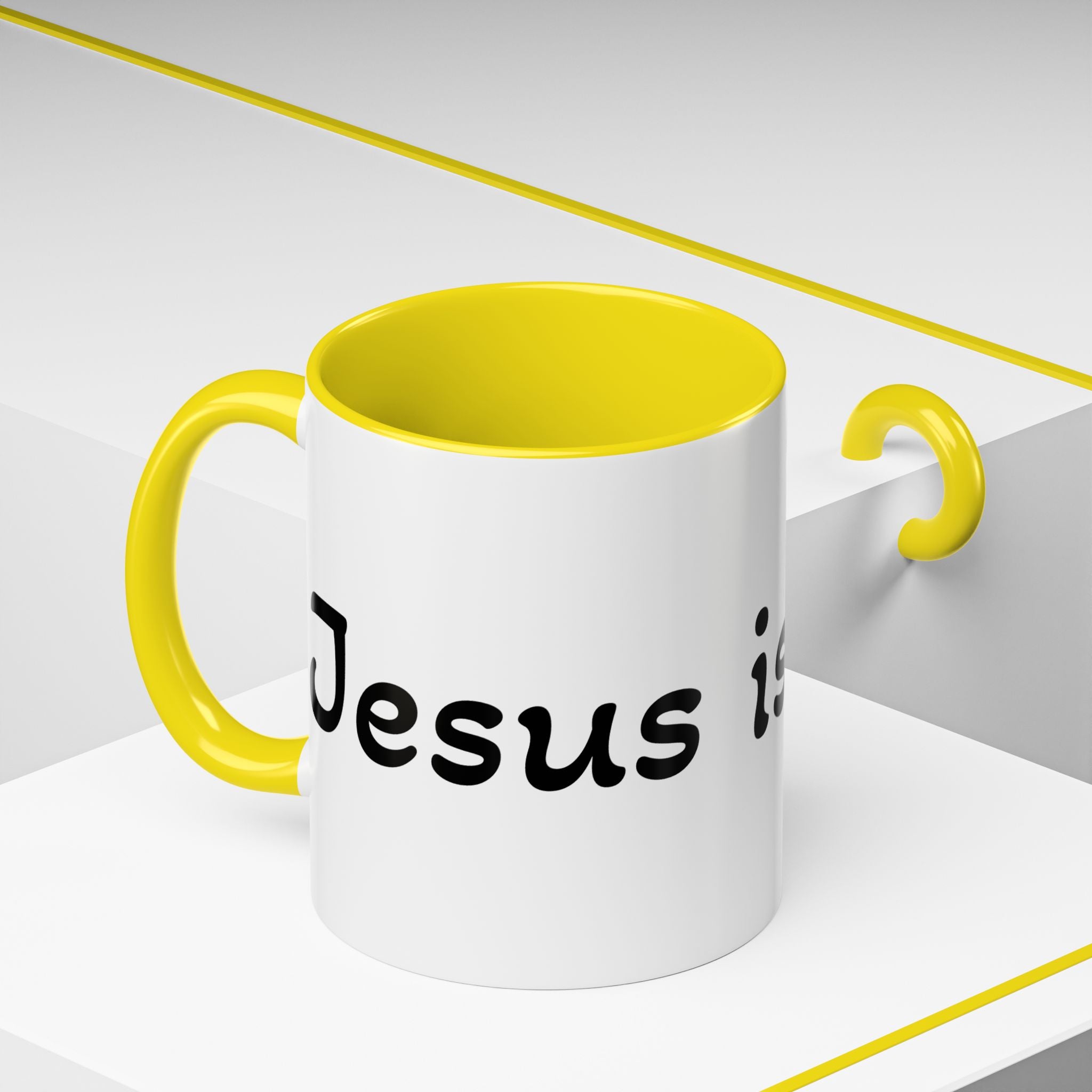 Accent Coffee Mug – 'Jesus is King' Inspirational Ceramic Mug (11/15oz)