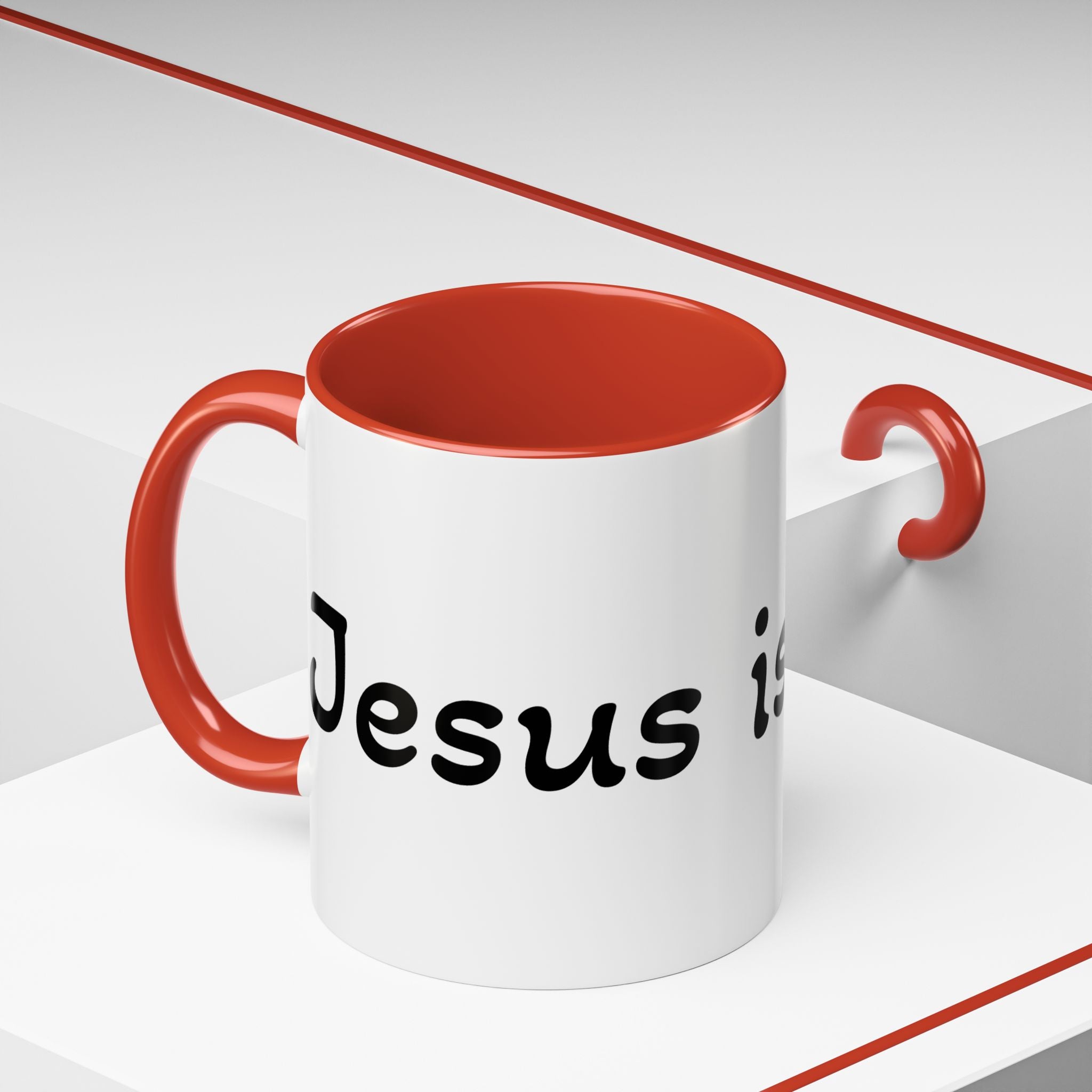 Accent Coffee Mug – 'Jesus is King' Inspirational Ceramic Mug (11/15oz)